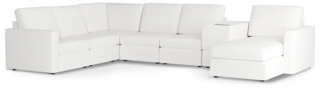 Citymod White Fabric Large Right Chaise Sectional With Storage Console Citymod White Fabric Large Right Chaise Sectional With Storage Console