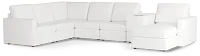 Citymod White Fabric Large Right Chaise Sectional With Storage Console