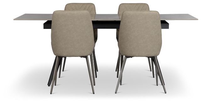 Maricopa Gray Extension Table & 4 Light Gray Upolstered Chairs