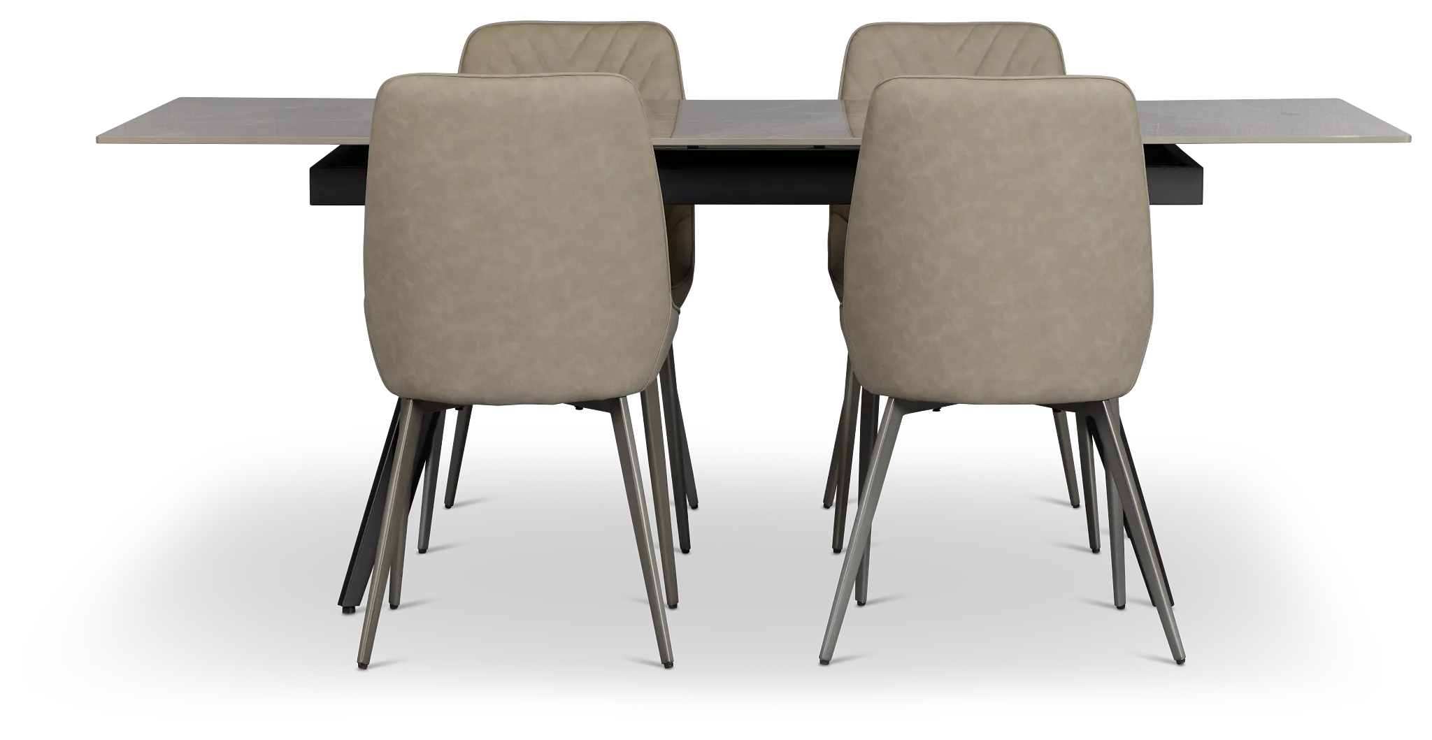 Maricopa Gray Extension Table & 4 Light Gray Upolstered Chairs