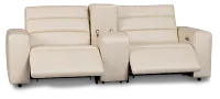 Sawyer Ivory Micro Power Reclining Console Loveseat