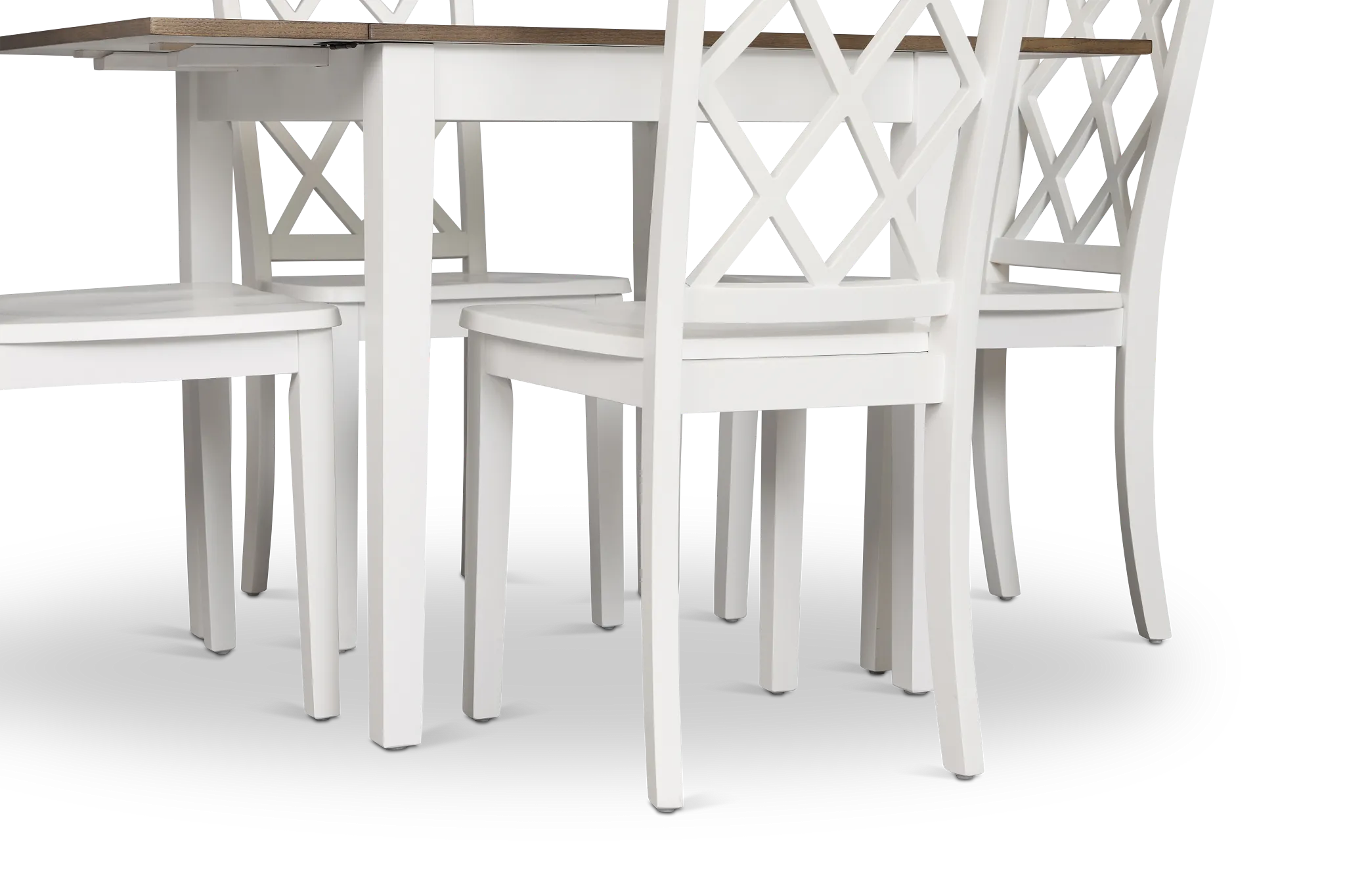 Edgartown Two-tone Rect Table & 4 White Wood Chairs