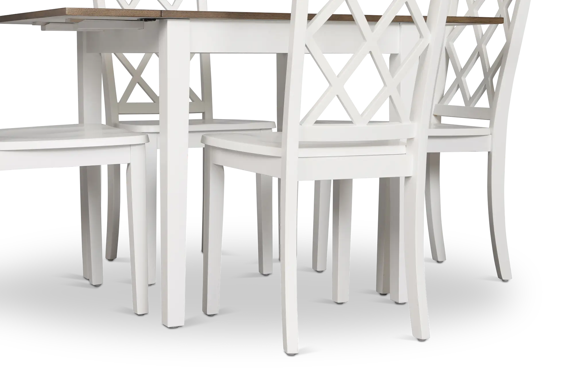 Edgartown Two-tone Rect Table & 4 White Wood Chairs Edgartown Two-tone Rect Table & 4 White Wood Chairs