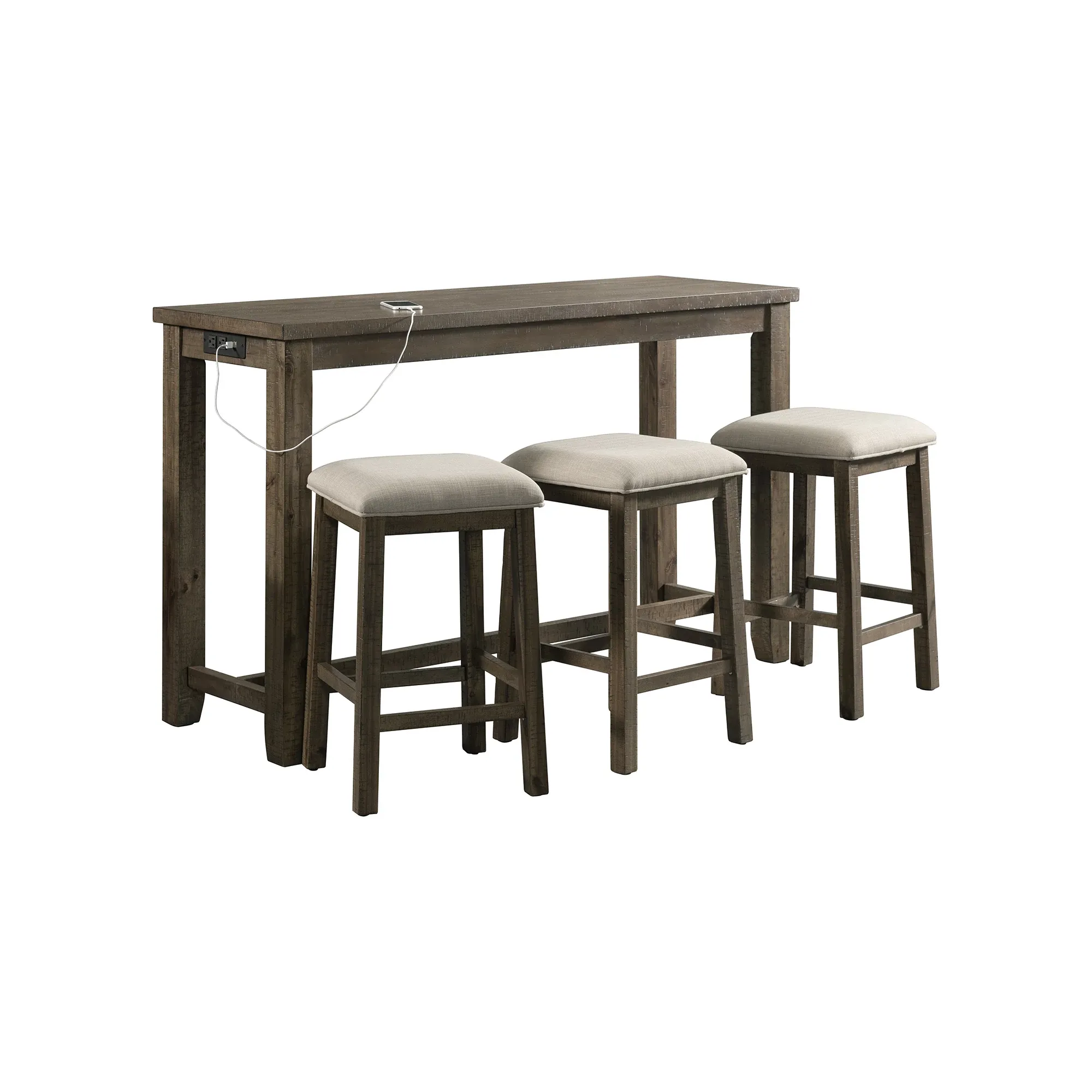 Aldo Gray Sofa Table With 3 Stools