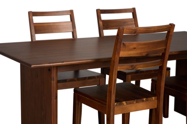 Bowery Dark Tone Rectangular Table & 4 Wood Chairs