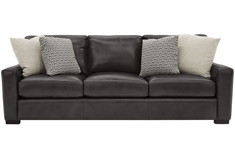 Germaine Dark Gray Leather Sofa, Bernhardt Leather Sofa Reviews
