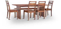 Bowery Dark Tone Rect Table, 4 Chairs & Bench