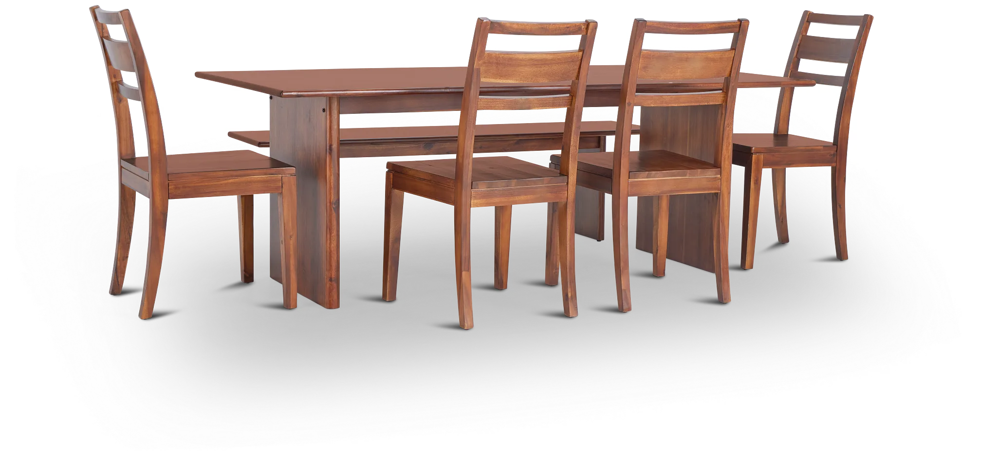 Bowery Dark Tone Rect Table, 4 Chairs & Bench
