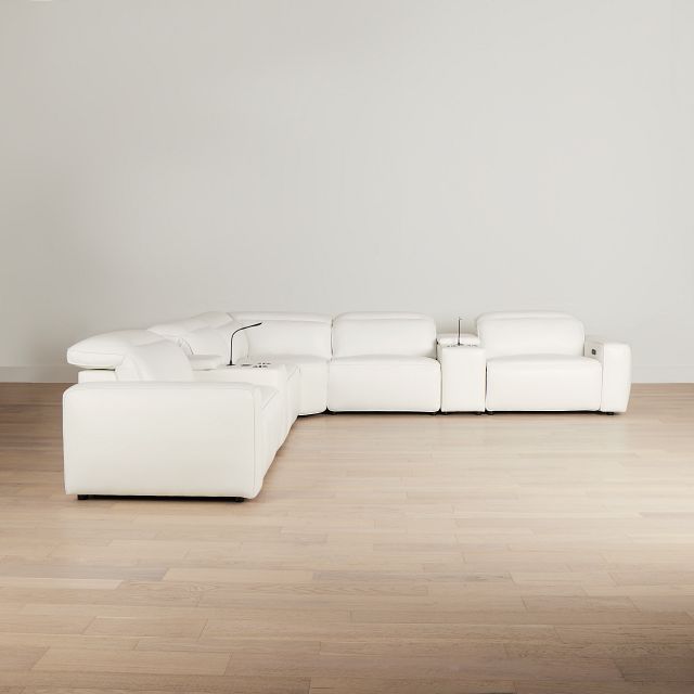 Tidal White Lthr/vinyl Large Triple Power Reclining Two-arm Sectional