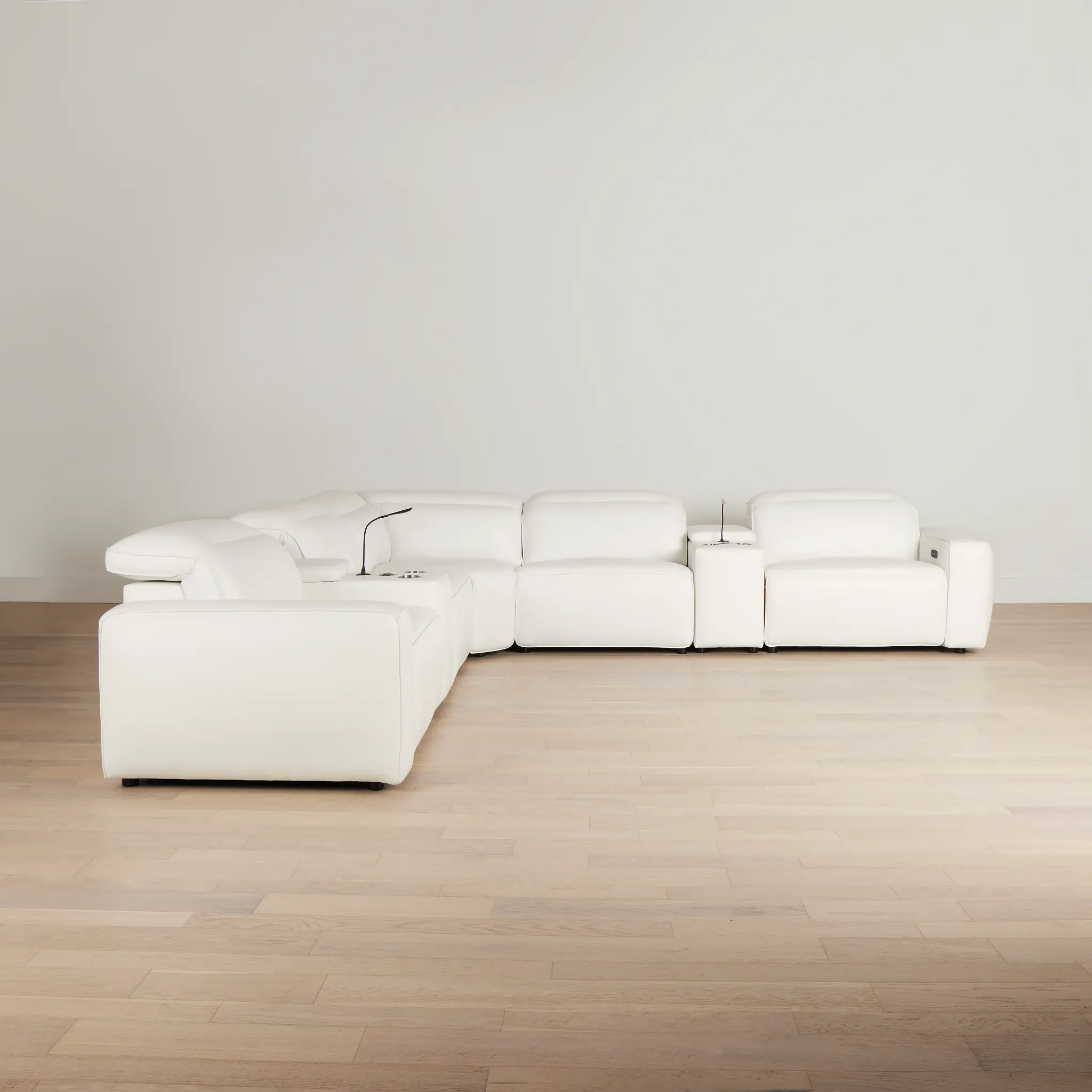 Tidal White Lthr/vinyl Large Triple Power Reclining Two-arm Sectional Tidal White Lthr/vinyl Large Triple Power Reclining Two-arm Sectional