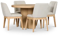 Emory Light Tone Round Table & 4 Upholstered Chairs
