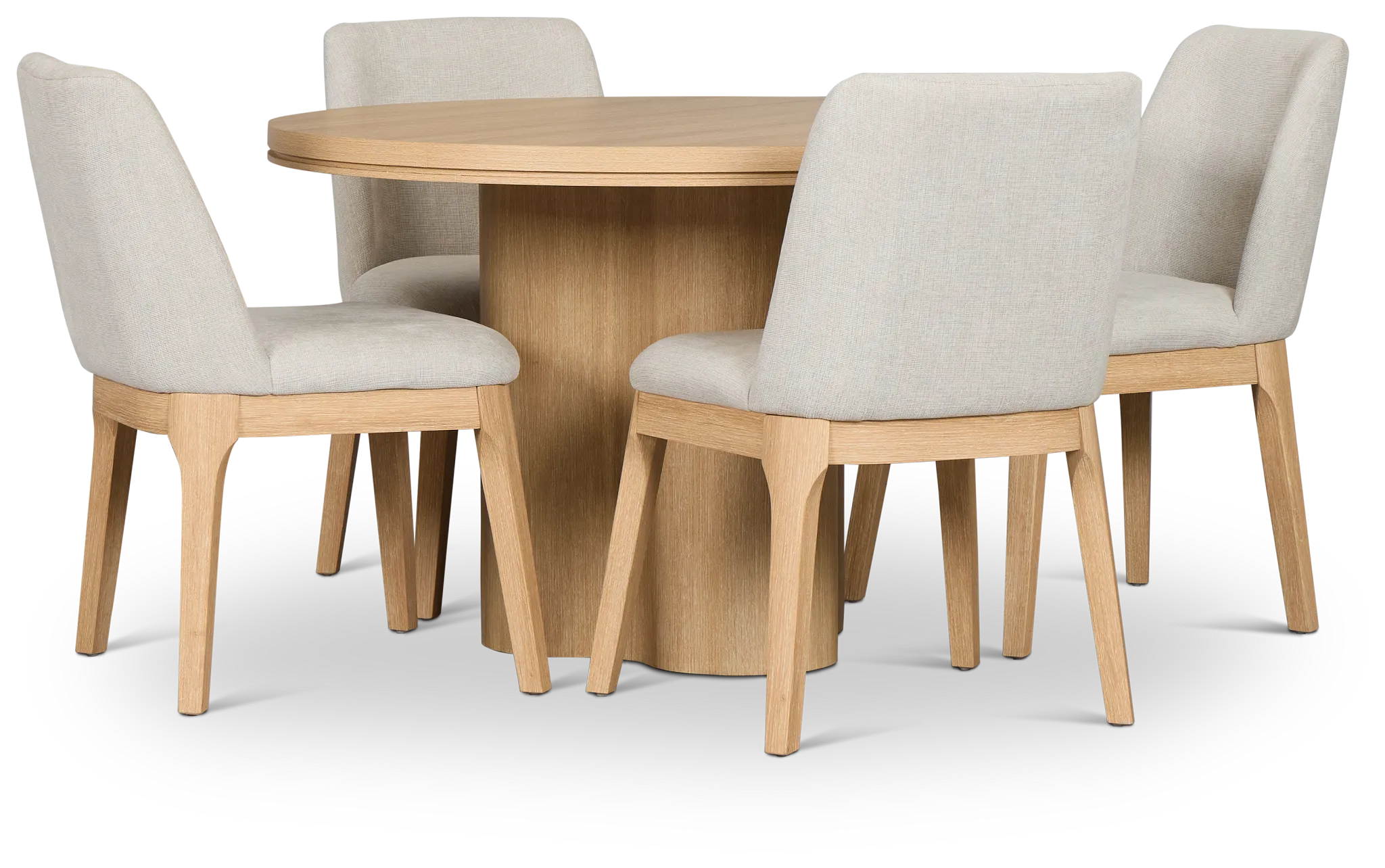 Emory Light Tone Round Table & 4 Upholstered Chairs