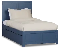 Charleston Dark Blue Panel Bed With 2 Storage Drawers