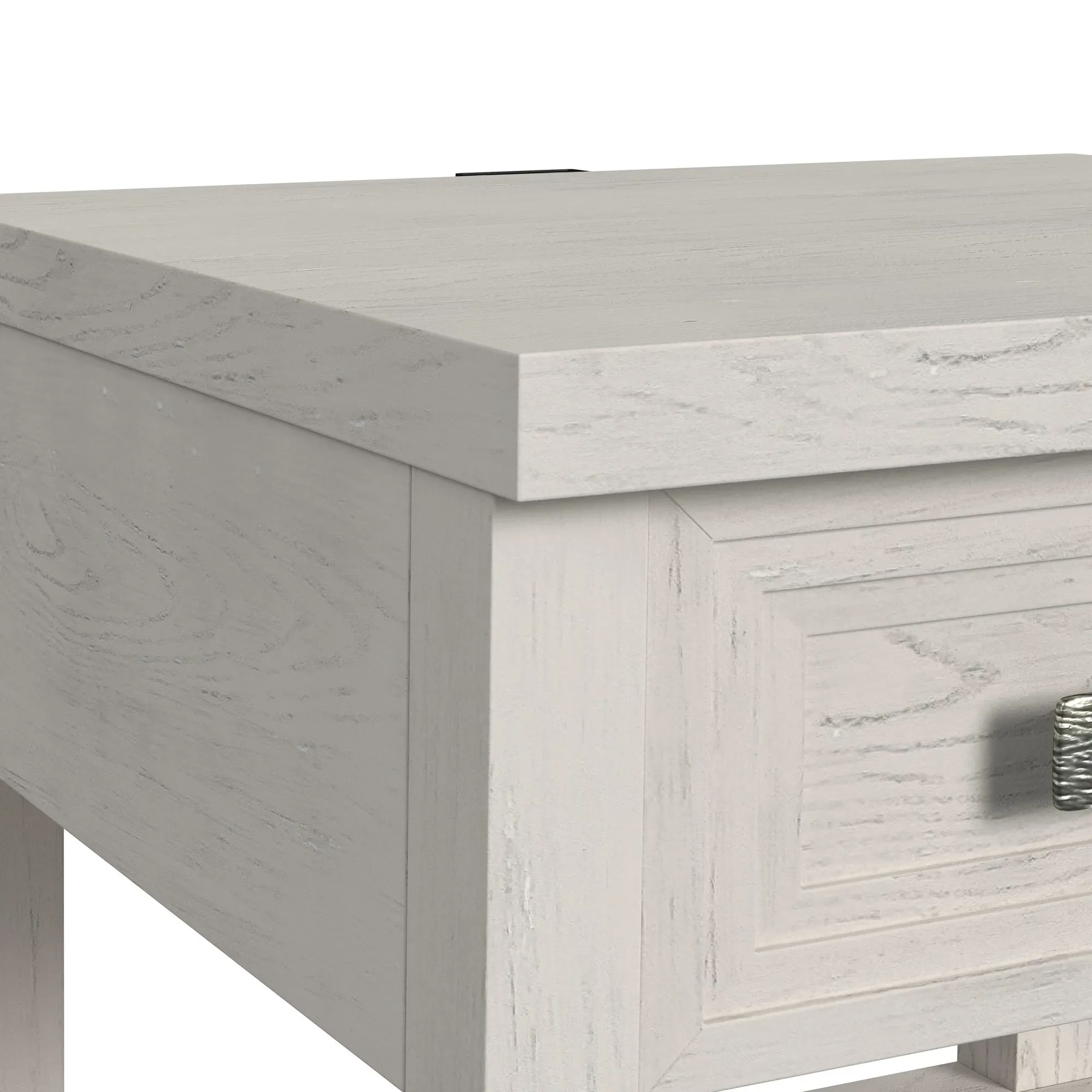 Sansa White Square End Table