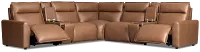 Edison Dark Brown Leather/vinyl Large Dual Power Reclining 2-arm Sectional