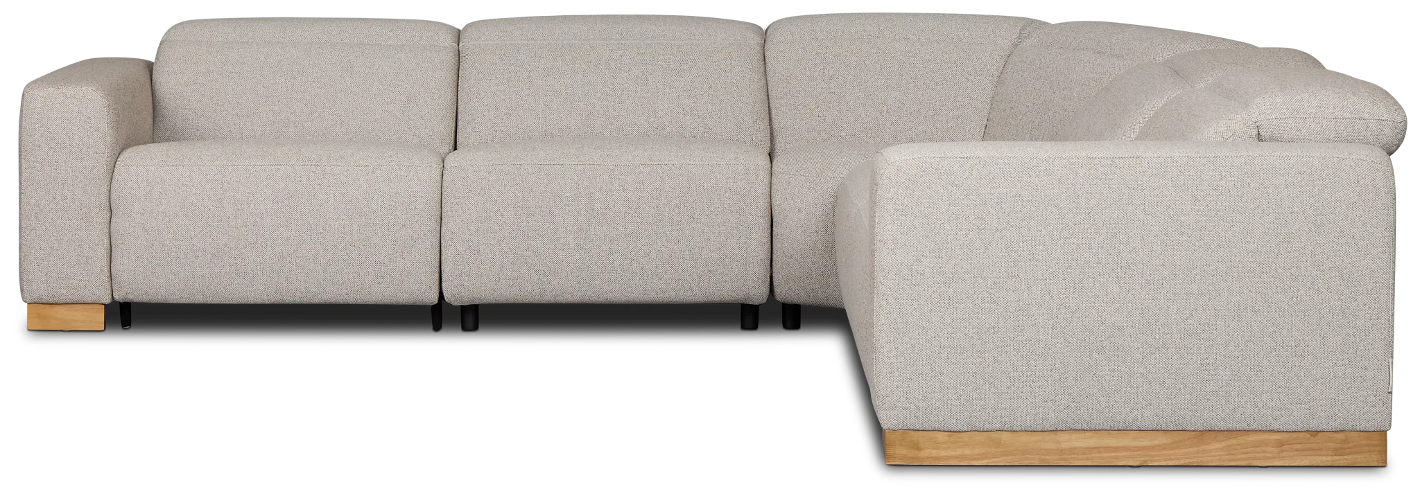 Leona Light Gray Fabric Small Triple Power Reclining Two-arm Sectional