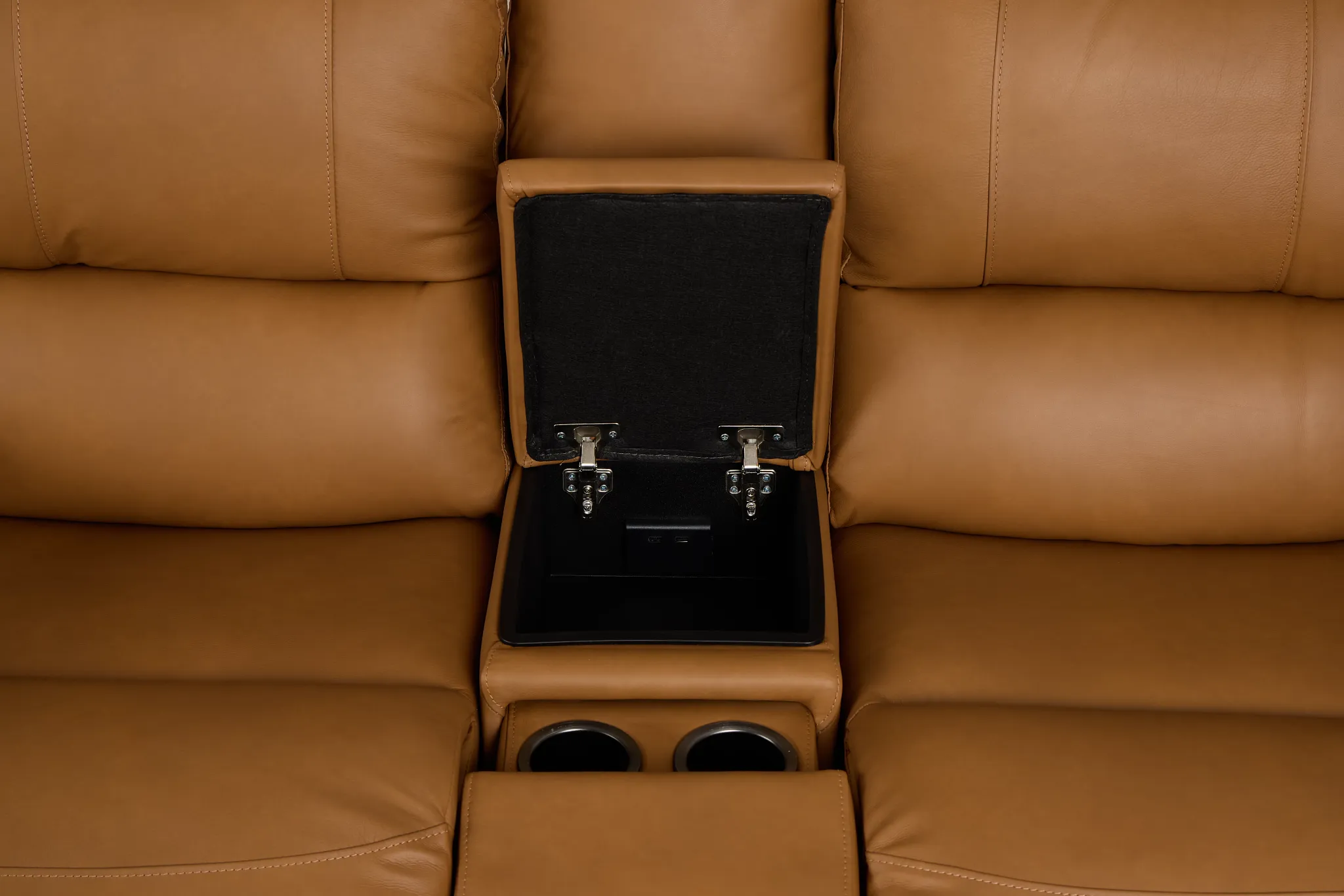 Summit Light Brown Lthr/vinyl Power Reclining Console Loveseat W/ Power Headrest