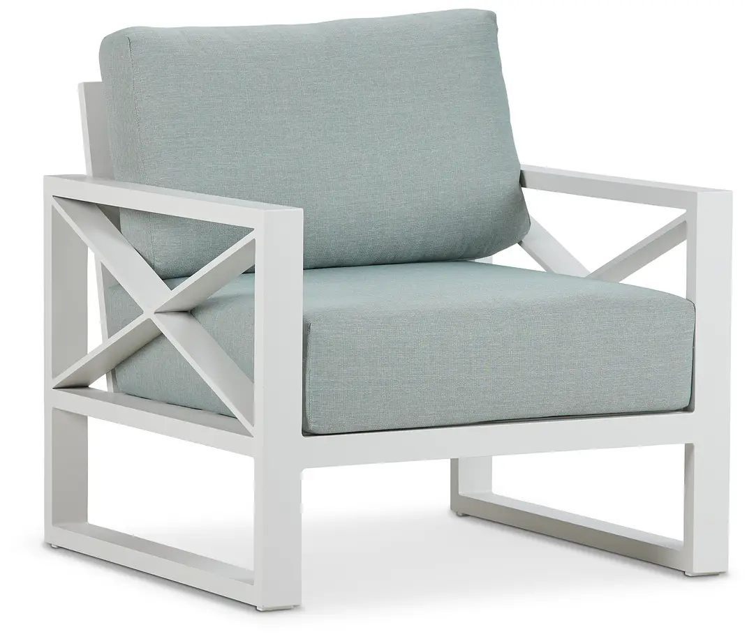 Linear White Teal Aluminum Chair Linear White Teal Aluminum Chair