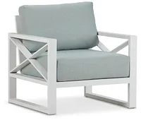 Linear White Teal Aluminum Chair