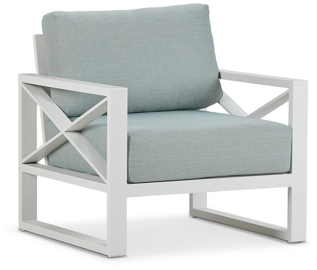 Linear White Teal Aluminum Chair