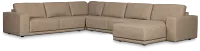 Kellan Taupe Leather Medium Right Chaise Sectional