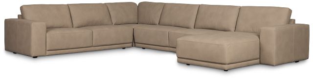 Kellan Taupe Leather Medium Right Chaise Sectional