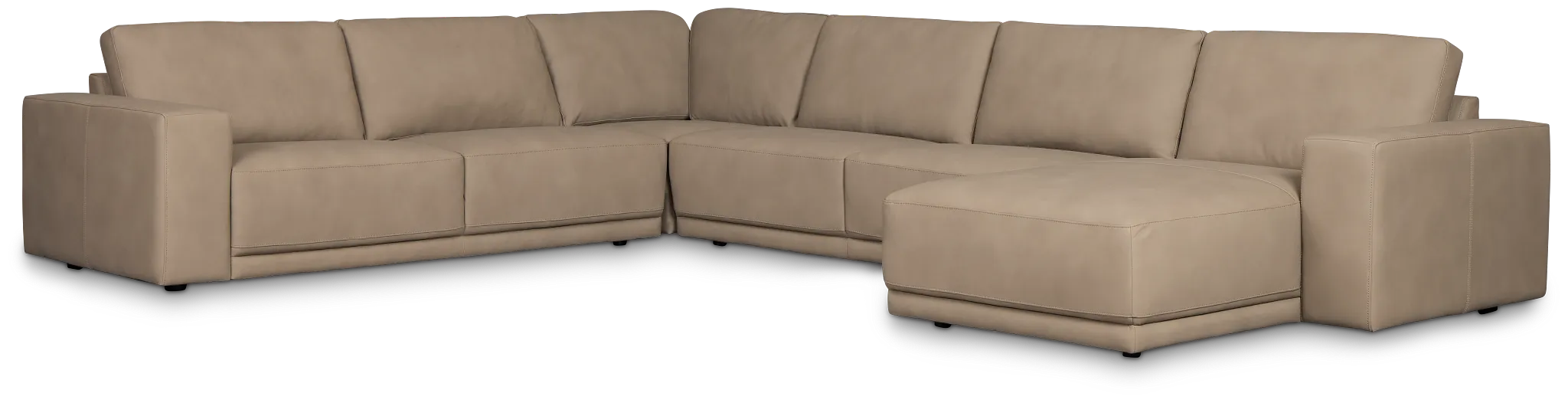 Kellan Taupe Leather Medium Right Chaise Sectional