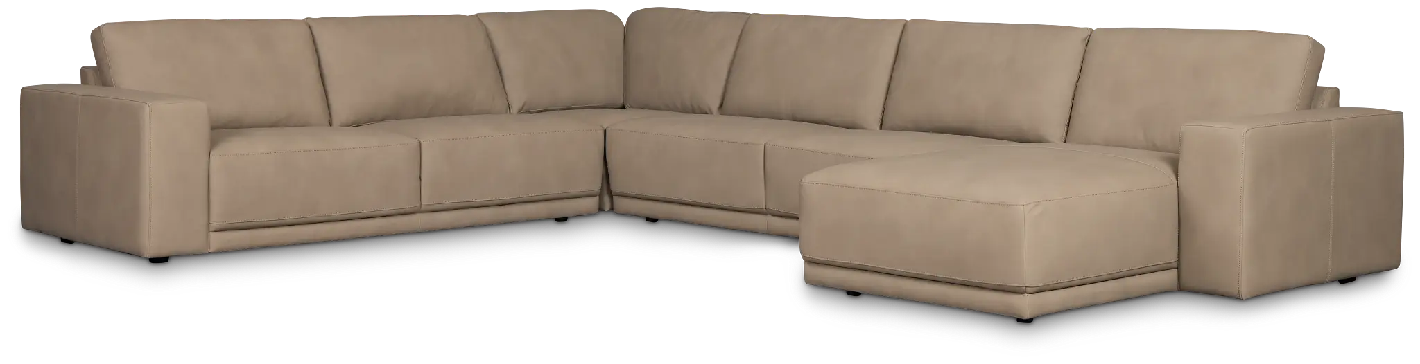 Kellan Taupe Leather Medium Right Chaise Sectional Kellan Taupe Leather Medium Right Chaise Sectional