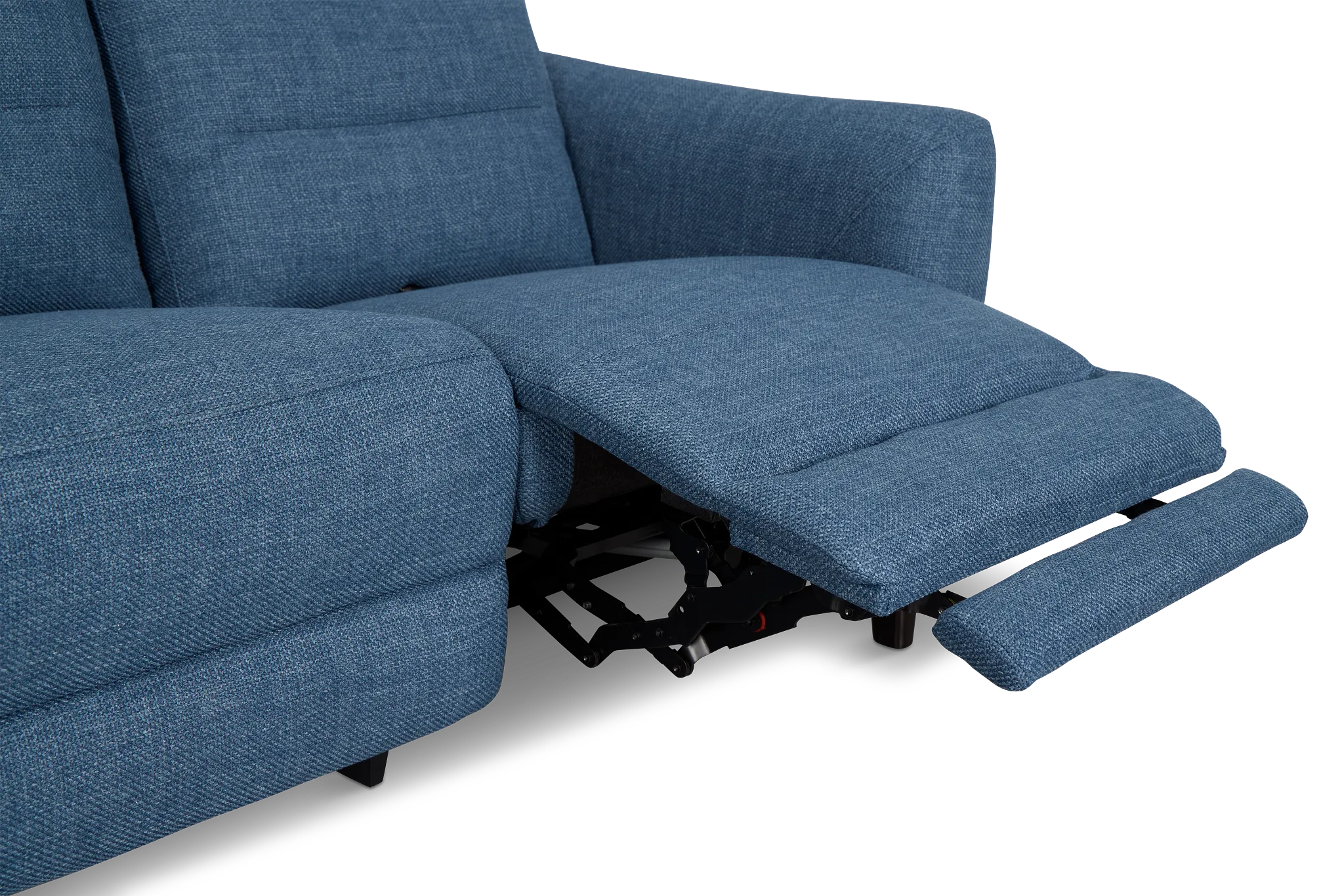 Keaton Blue Fabric Power Reclining Sofa W/ Power Headrest