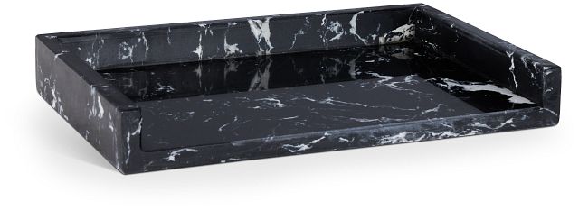 Ludo Black Marble Tray