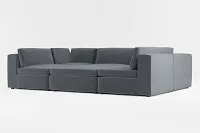 Destin Joya Gray Velvet 6-piece Pit Sectional