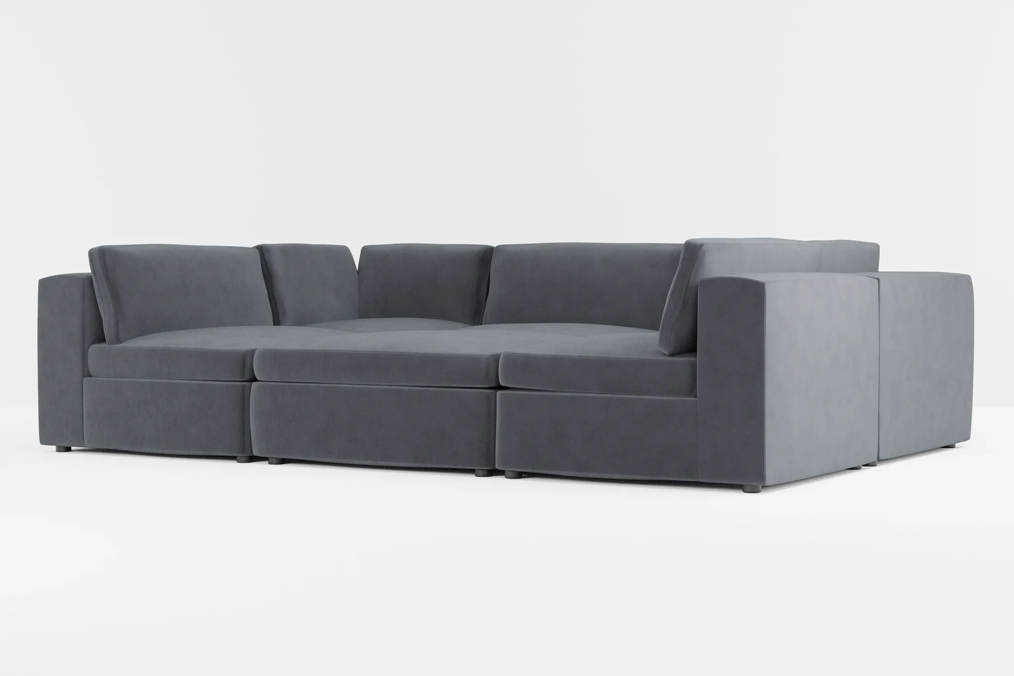 Destin Joya Gray Velvet 6-piece Pit Sectional