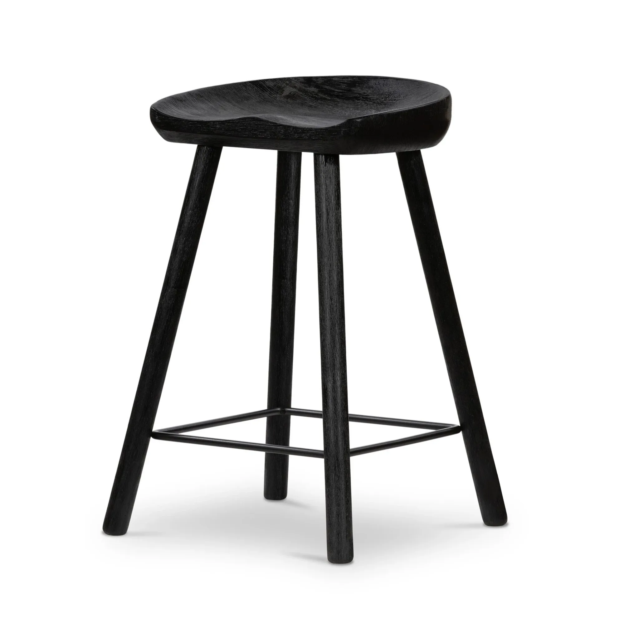 Four Hands Barry Black 24" Wood Barstool