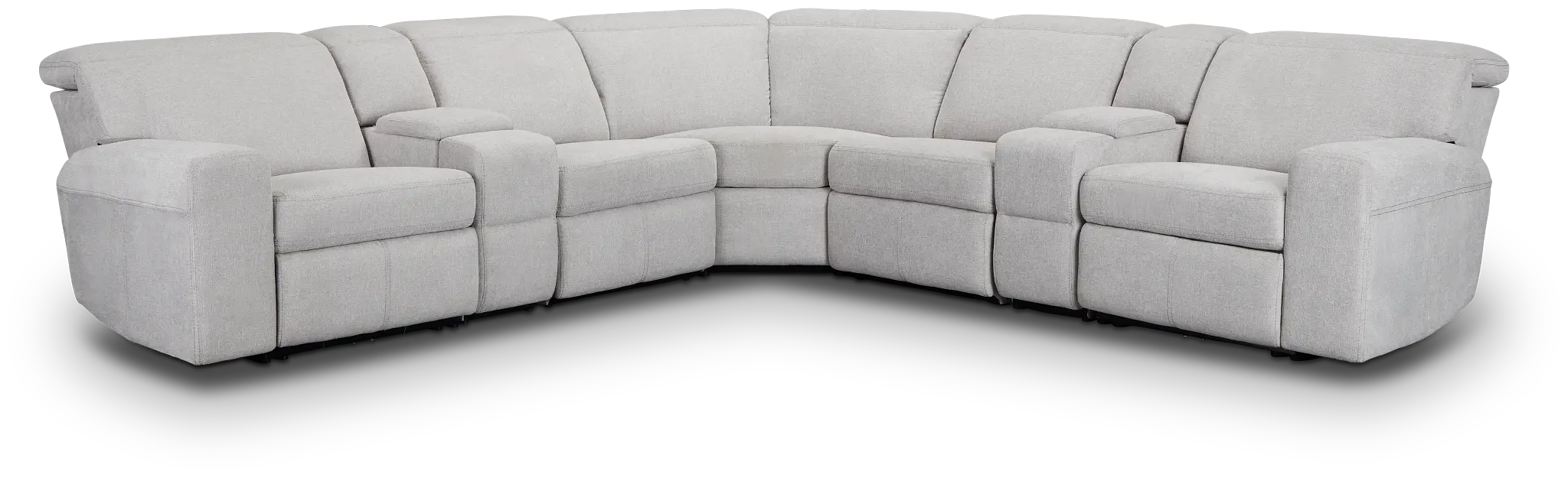 Callum Light Gray Fabric Large Dual Power Reclining Two-arm Sectional Callum Light Gray Fabric Large Dual Power Reclining Two-arm Sectional