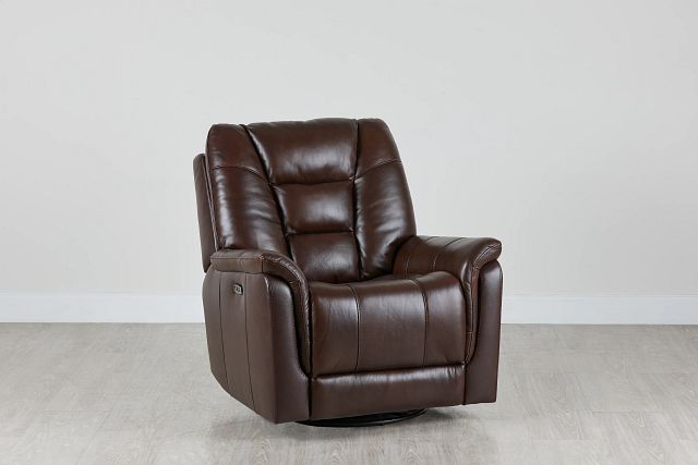 Owen Brown Leather Power Glider Recliner With Power Headrest