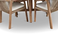 Laguna Light Tone Round Table & 4 White Cushioned Chairs