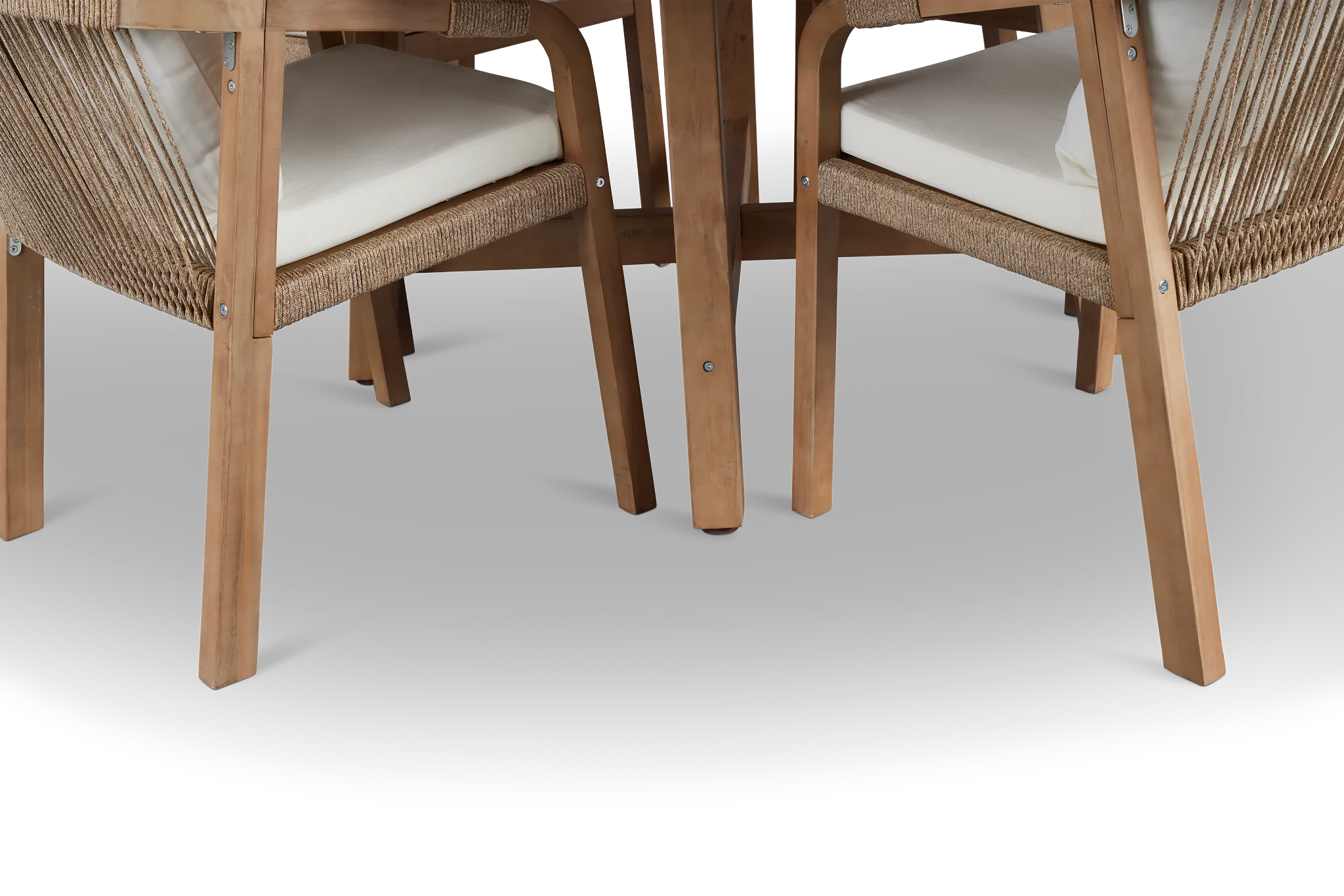 Laguna Light Tone Round Table & 4 White Cushioned Chairs