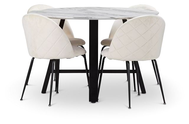 Capri Black Ivory Round Table & 4 Upholstered Chairs (0)