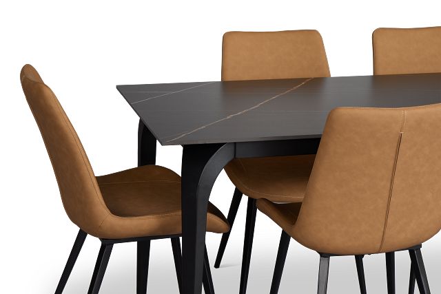 Sierra Black Stone Rectangular Table With 6 Chairs