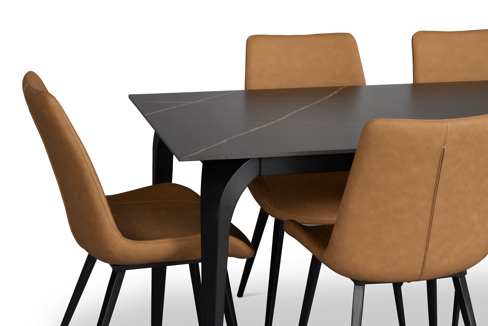 Sierra Black Stone Rectangular Table With 6 Chairs