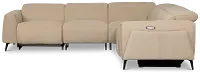 Reyna Beige Micro Small Dual Power Reclining Two-arm Sectional