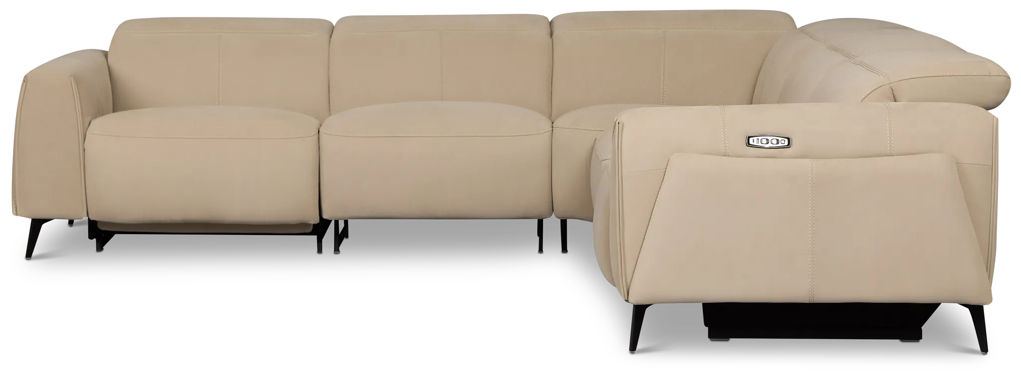 Reyna Beige Micro Small Dual Power Reclining Two-arm Sectional