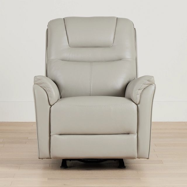 Archie Light Gray Lthr/vinyl Power Recliner With Heat And Massage