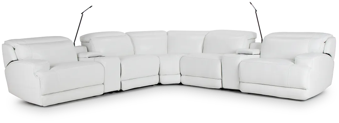 Reign White Lthr/vinyl Large Dual Power Reclining Two-arm Sectional