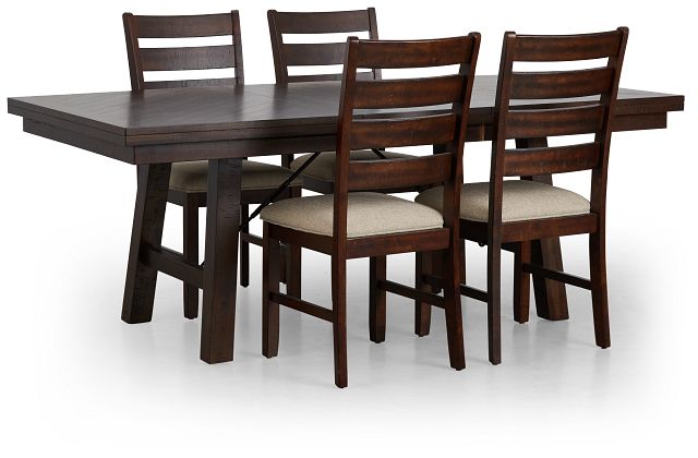Jax Dark Tone Rect Table & 4 Wood Chairs