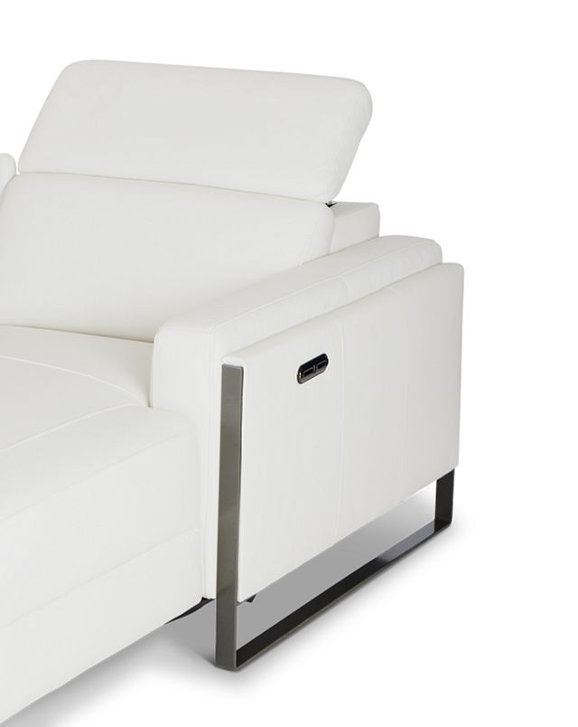 Atlas White Lthr/vinyl Medium Dual Power Right Chaise Sectional