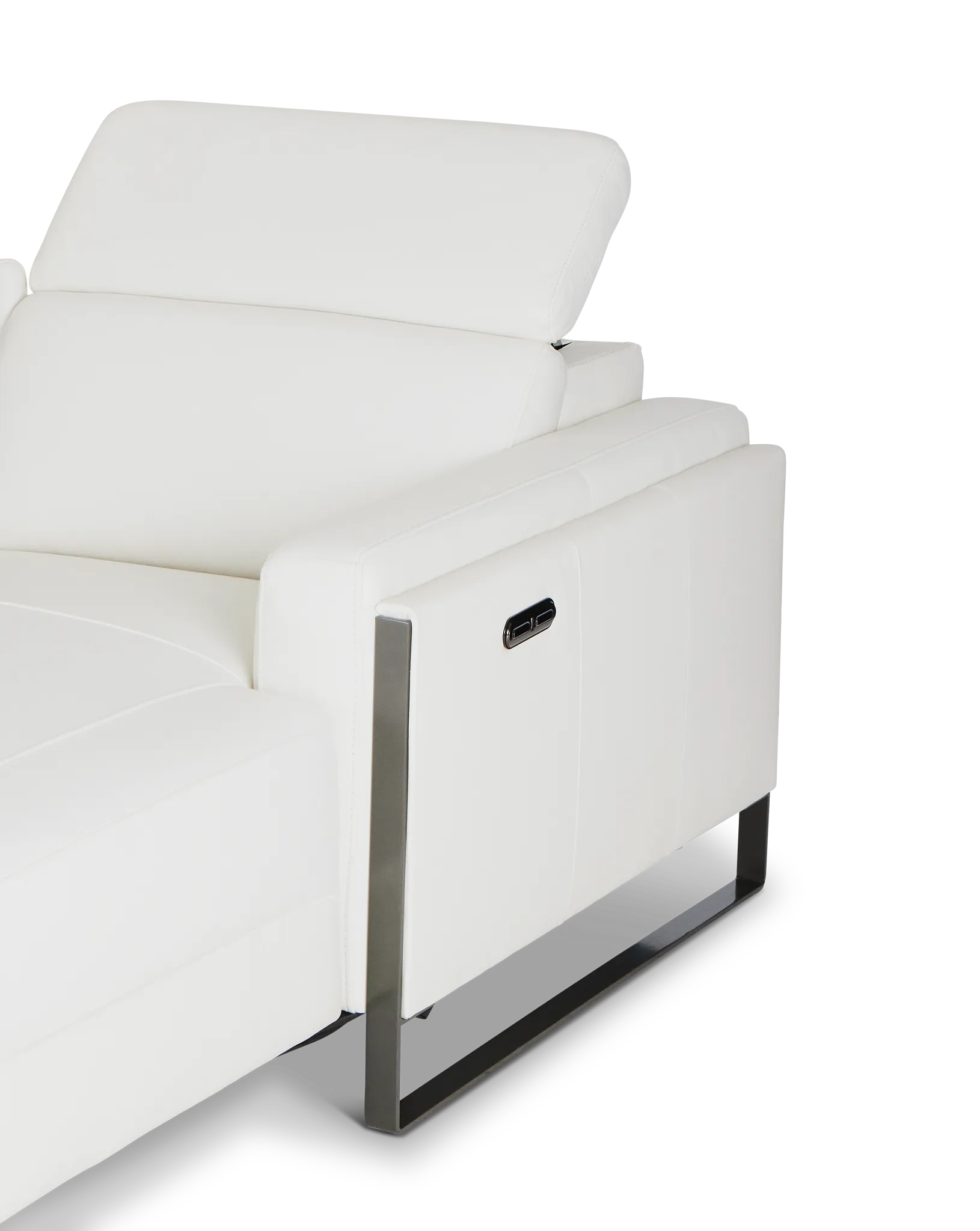 Atlas White Lthr/vinyl Medium Dual Power Right Chaise Sectional