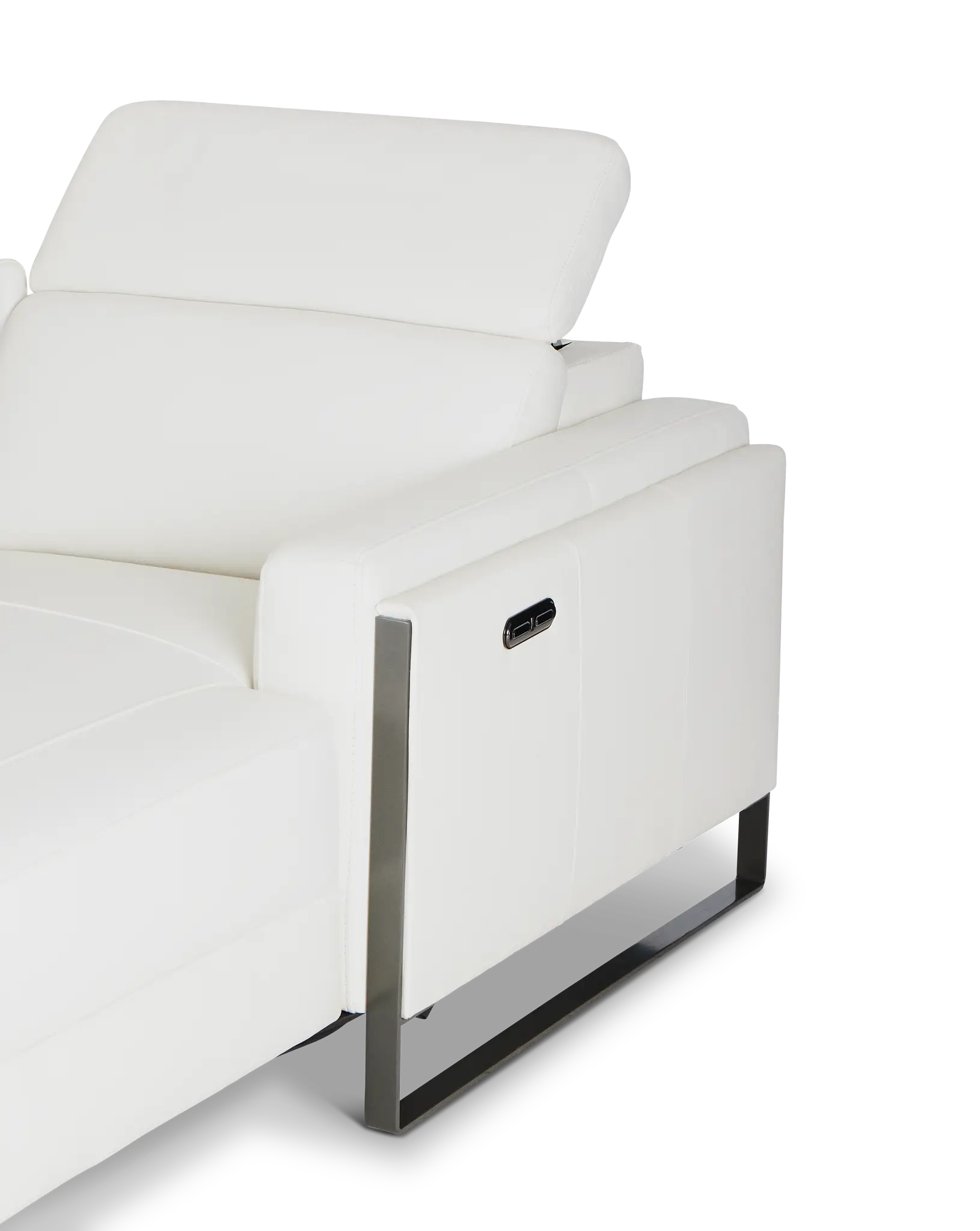 Atlas White Lthr/vinyl Medium Dual Power Right Chaise Sectional Atlas White Lthr/vinyl Medium Dual Power Right Chaise Sectional