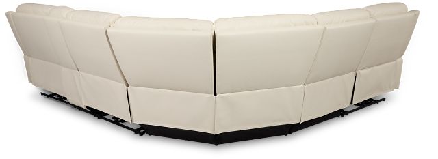 Walker Ivory Lthr/vinyl Medium Triple Power 2-arm Sectional