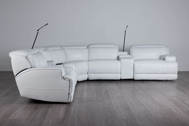 Reign White Lthr/vinyl Large Dual Power Reclining Two-arm Sectional